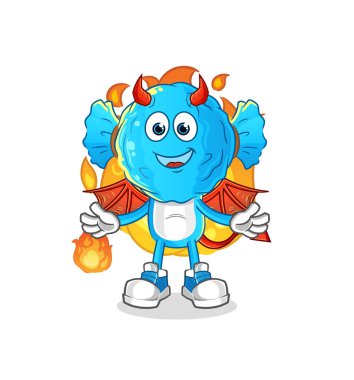 candy head cartoon demon with wings character. cartoon vector