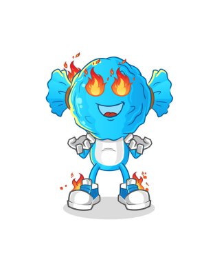 candy head cartoon on fire mascot. cartoon vector