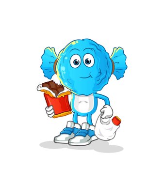 candy head cartoon eat chocolate mascot. cartoon vector
