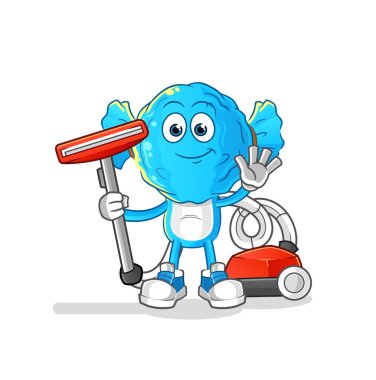 candy head cartoon clean with a vacuum . character vector