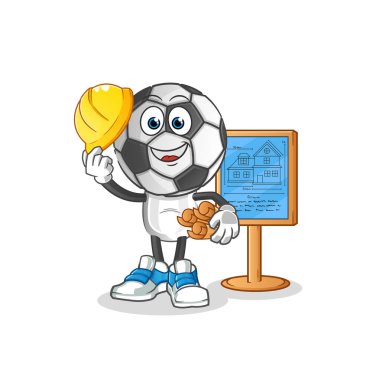 football head cartoon Architect illustration. character vector