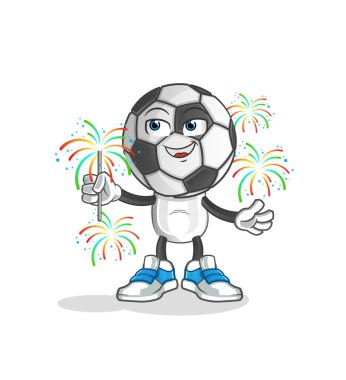 football head cartoon with fireworks mascot. cartoon vector
