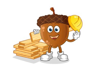 acorn head cartoon builder vector. cartoon character