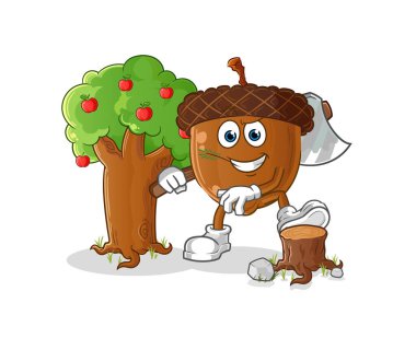 acorn head cartoon Carpenter illustration. character vector