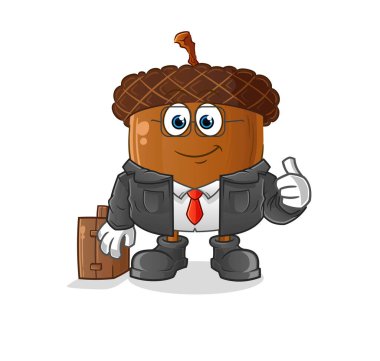 acorn head cartoon office worker mascot. cartoon vector