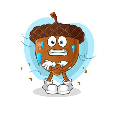 acorn head cartoon cold illustration. character vector