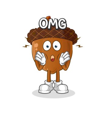 acorn head cartoon Oh my God vector. cartoon character