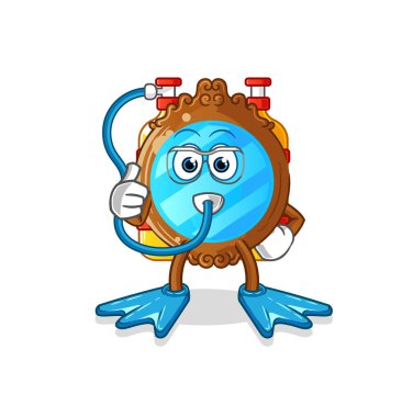 mirror diver cartoon. cartoon mascot vector