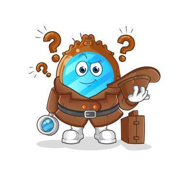 mirror detective vector. cartoon character