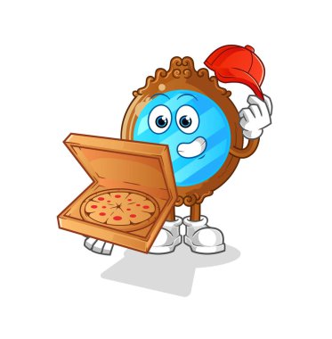 mirror pizza delivery boy vector. cartoon character