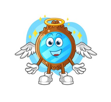 mirror angel with wings vector. cartoon character