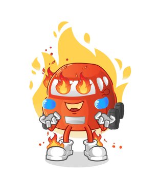 car on fire mascot. cartoon vector