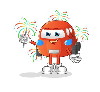 car with fireworks mascot. cartoon vector
