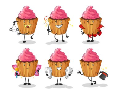 cupcake magic group character. cartoon mascot vector