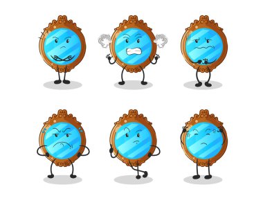 mirror angry group character. cartoon mascot vector