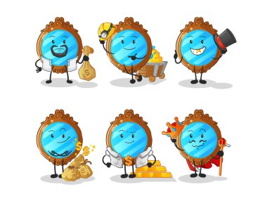 mirror rich group character. cartoon mascot vector