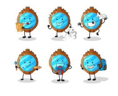 mirror children group character. cartoon mascot vector