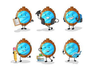 mirror education set character. cartoon mascot vector