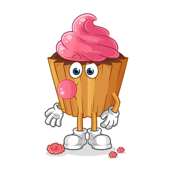 Cupcake Chewing Gum Vector Cartoon Character — Stock vektor