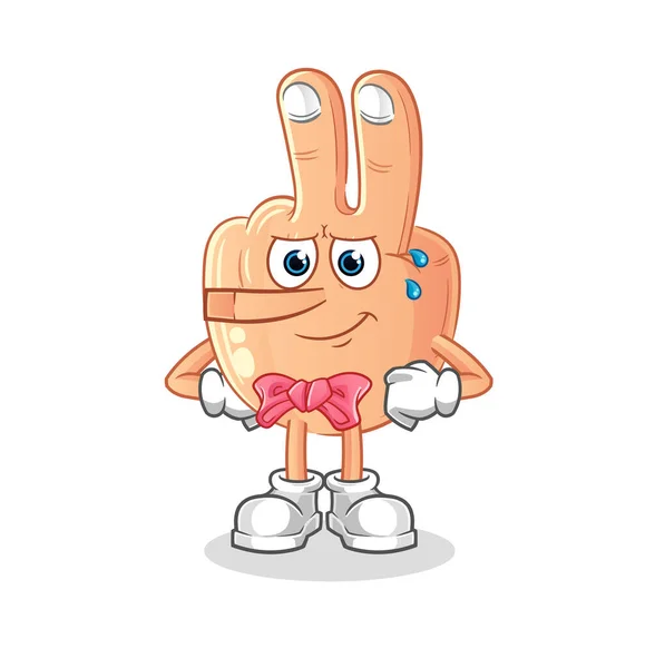 Peace Finger Head Cartoon Lie Pinocchio Character Cartoon Vector — Stok Vektör