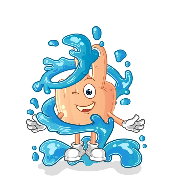 Peace Finger Head Cartoon Fresh Water Mascot Cartoon Vector — Stockvektor