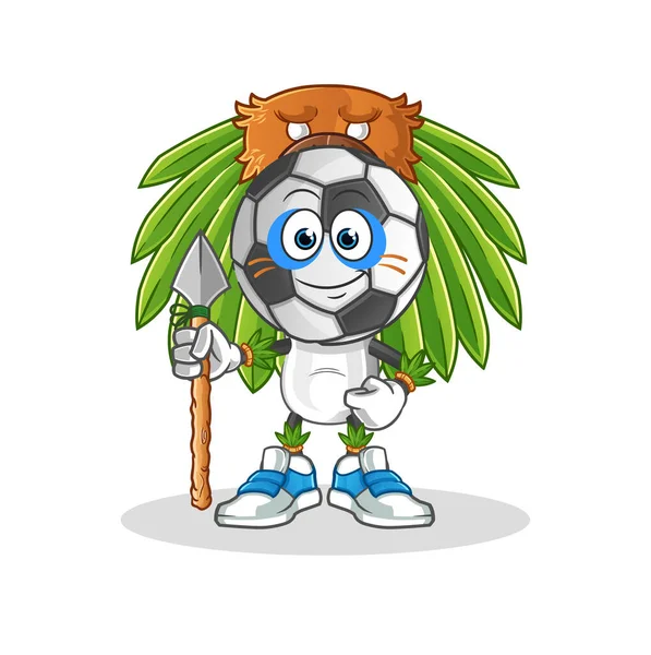 Football Head Cartoon Tribal Man Mascot Cartoon Vector — Stockvektor