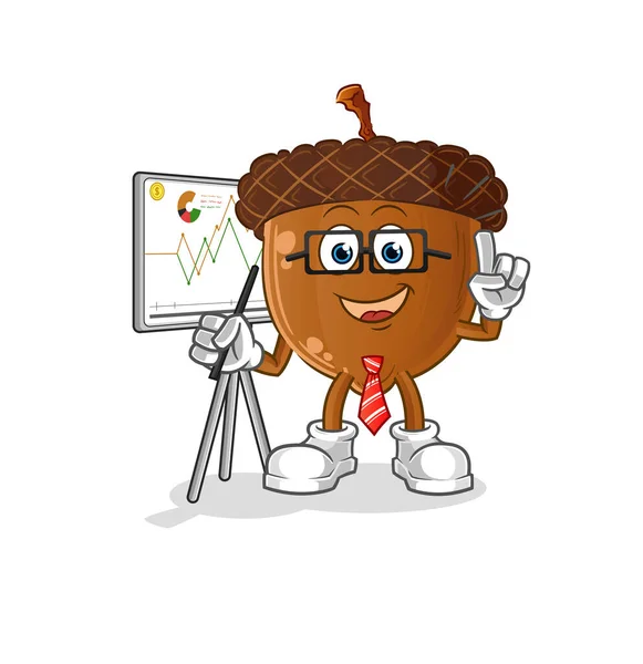 Acorn Head Cartoon Marketing Character Cartoon Vector — Stok Vektör