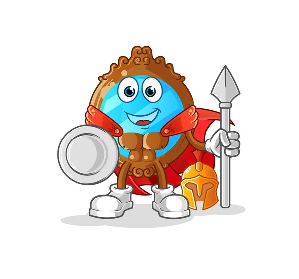 Mirror Spartan Character Cartoon Mascot Vector — Stockvector