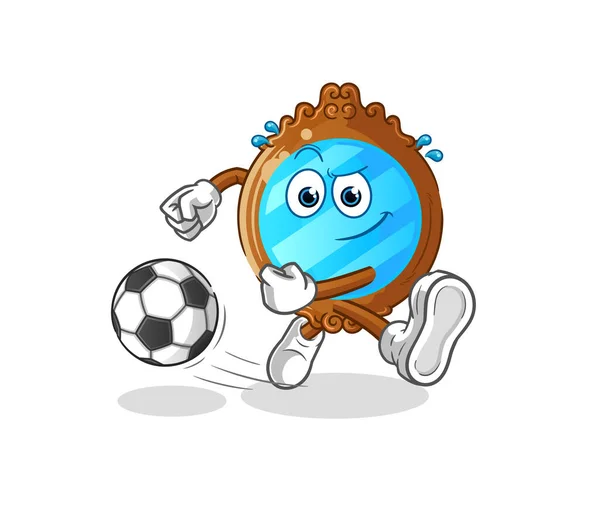 Mirror Kicking Ball Cartoon Cartoon Mascot Vector — Stockvektor