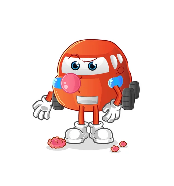 Car Chewing Gum Vector Cartoon Character — Stock Vector