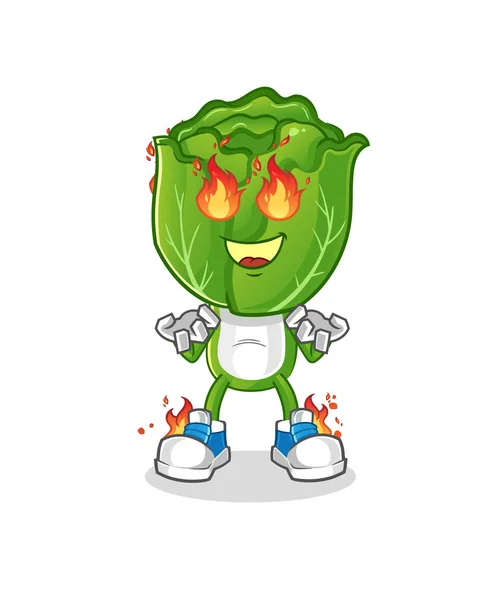 Cabbage Head Cartoon Fire Mascot Cartoon Vector — Stock Vector