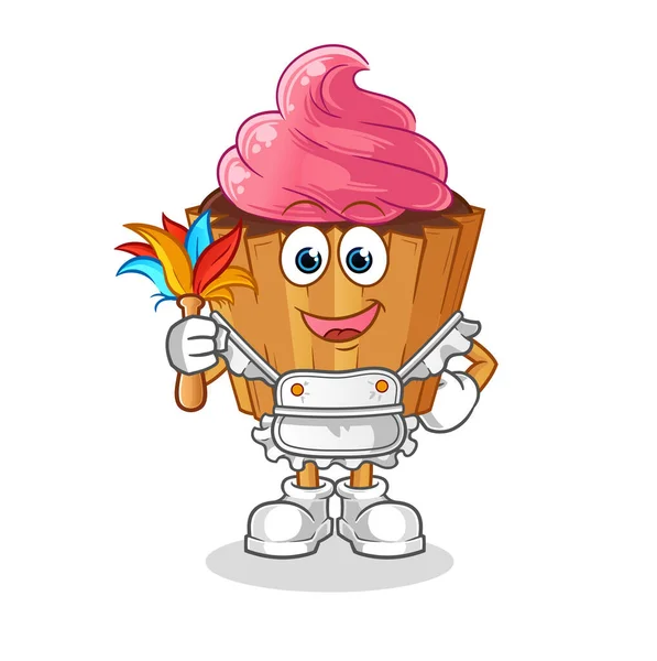 Cupcake Maid Mascot Cartoon Vector — Archivo Imágenes Vectoriales