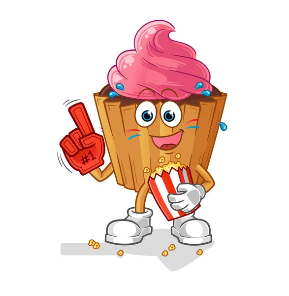 Cupcake Fan Popcorn Illustration Character Vector — Stockvector