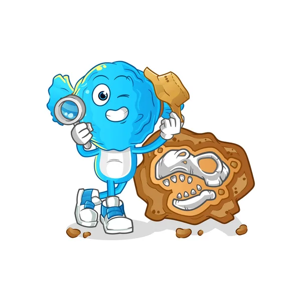 Candy Head Cartoon Archaeologists Fossils Mascot Cartoon Vector — 图库矢量图片