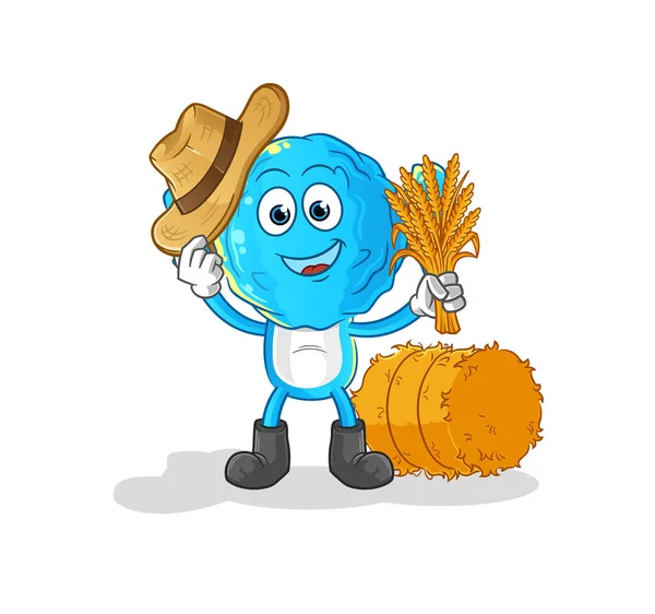 Candy Head Cartoon Farmer Mascot Cartoon Vector — Stockvektor