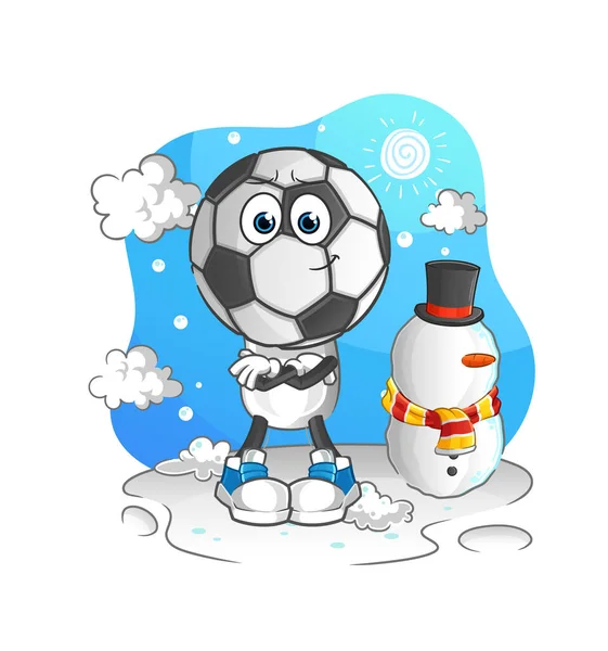 Voetbal Hoofd Cartoon Koude Winter Karakter Cartoon Vector — Stockvector