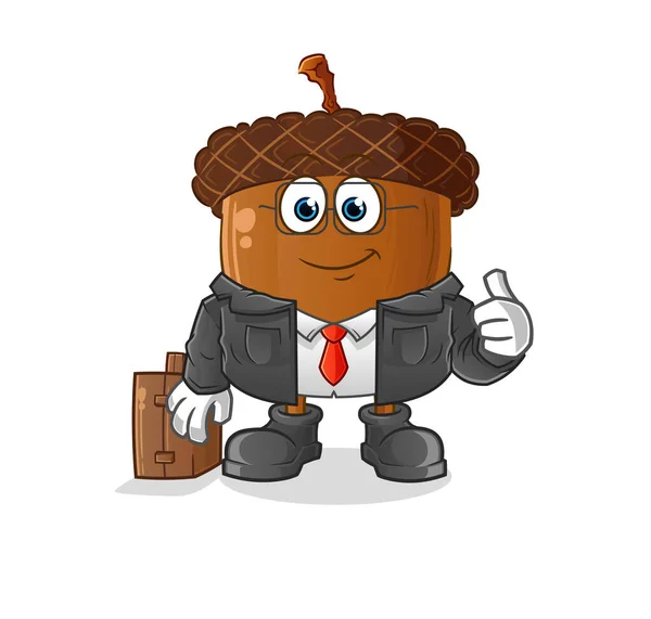 Acorn Head Cartoon Office Worker Mascot Cartoon Vector — Vetor de Stock