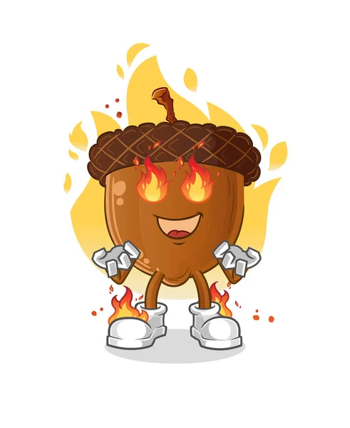 Acorn Head Cartoon Fire Mascot Cartoon Vector — Stock Vector