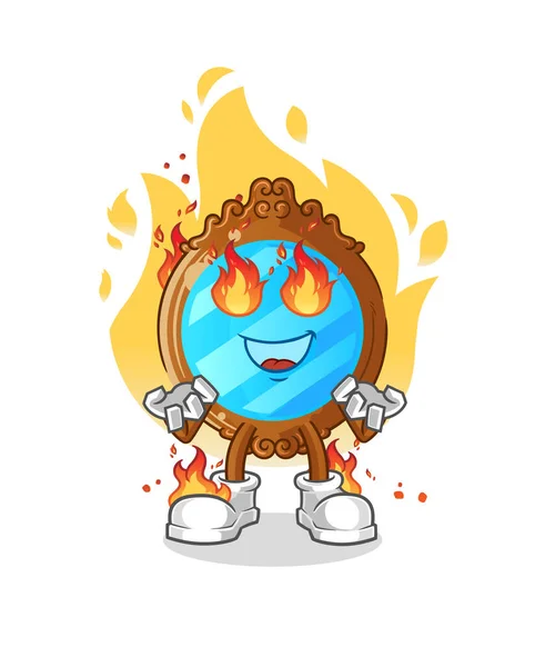 Mirror Fire Mascot Cartoon Vector — Stock Vector
