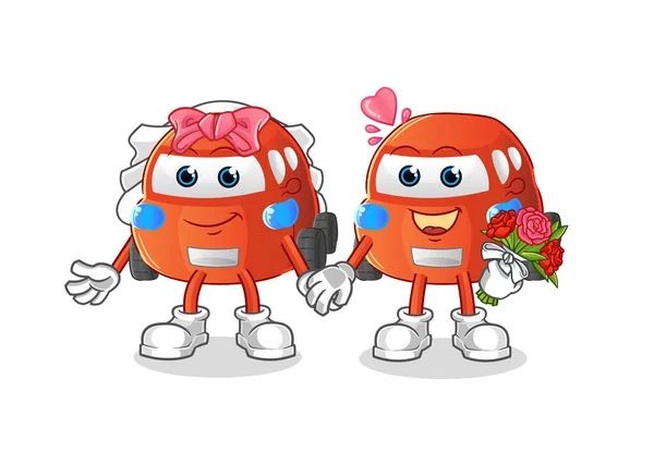 Car Wedding Cartoon Cartoon Mascot Vector — Archivo Imágenes Vectoriales