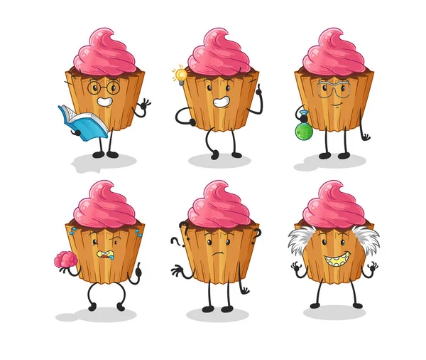 Cupcake Thinking Group Character Cartoon Mascot Vector — ストックベクタ