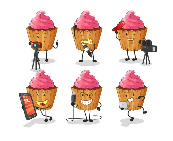 Cupcake Technology Group Character Cartoon Mascot Vector — ストックベクタ
