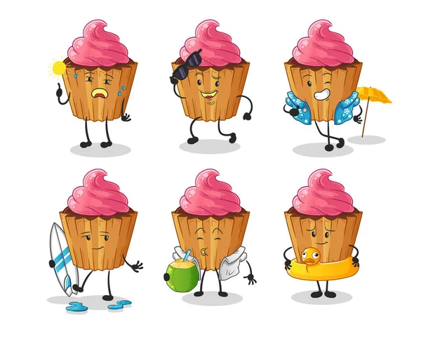 Cupcake Holiday Character Cartoon Mascot Vector — ストックベクタ