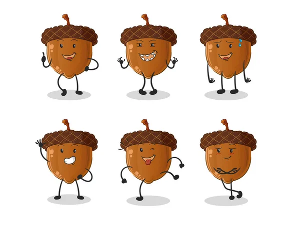 Set Acorn Cute Cartoon Character Designs Vector Image Icons Vettoriali Stock Royalty Free
