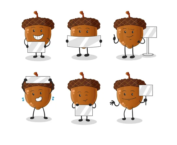 Set Acorn Cute Cartoon Character Designs Vector Image Icons Vettoriali Stock Royalty Free