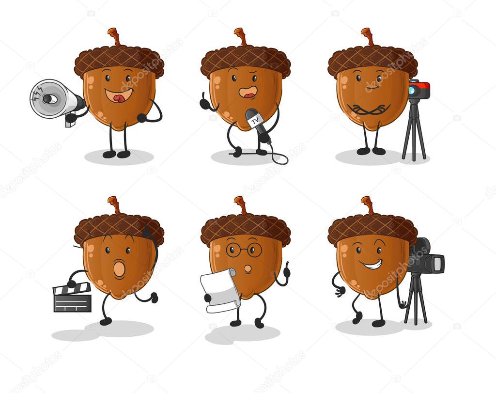 Set of acorn cute cartoon character designs vector image icons