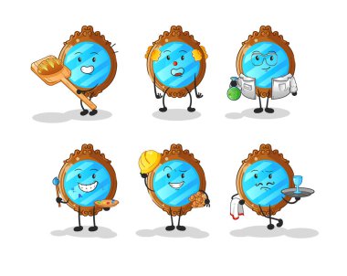mirror profession set character. cartoon mascot vector