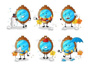 mirror in cold weather character mascot vector