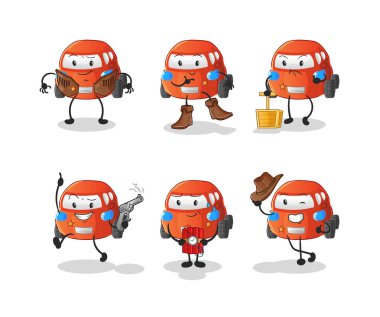 car cowboy group character. cartoon mascot vector