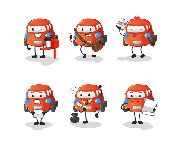 Car Postman Set Character Cartoon Mascot Vector — Stock Vector